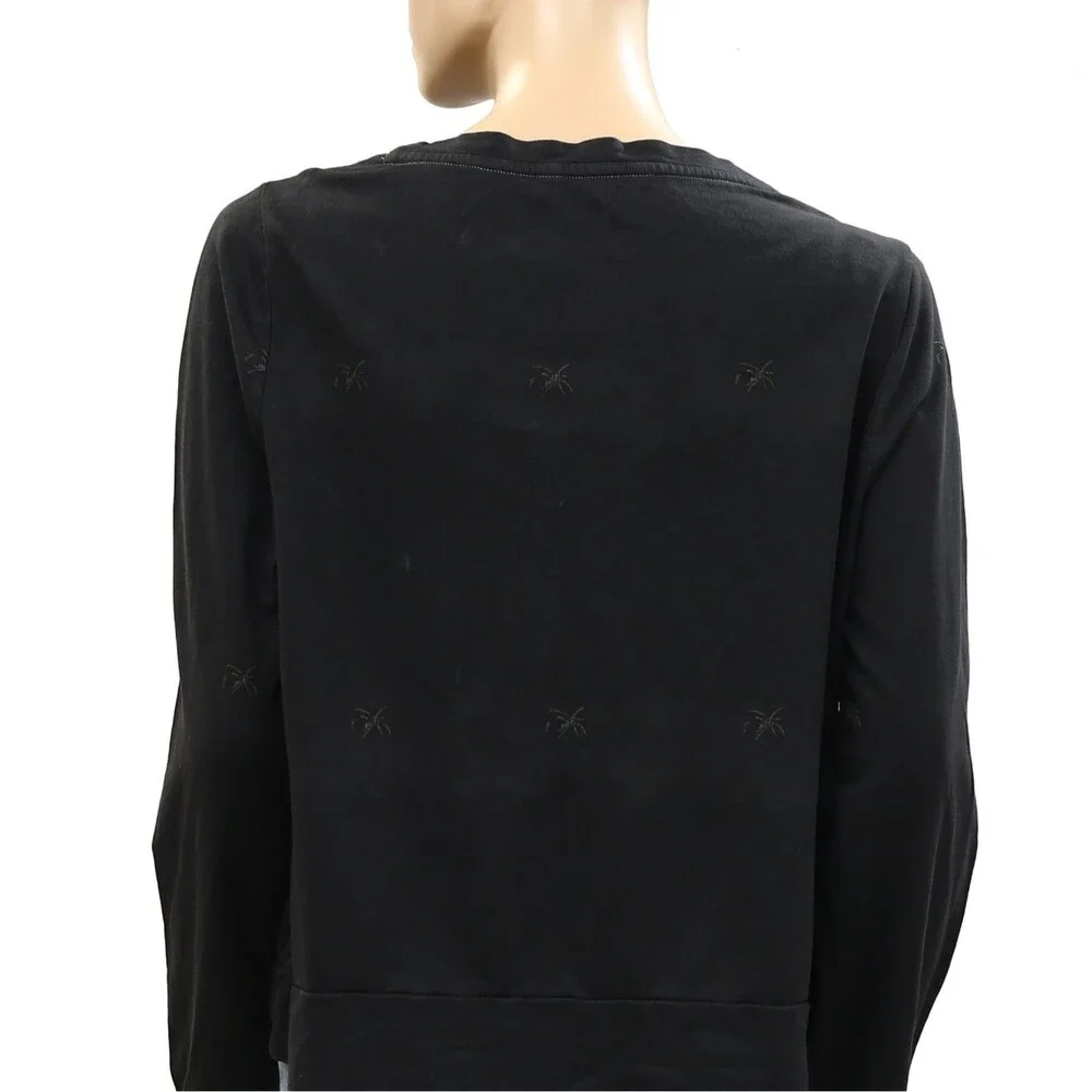 Lilly Pulitzer Long Sleeves Pullover Sweatshirt Top Cozy Cotton Black L 288150